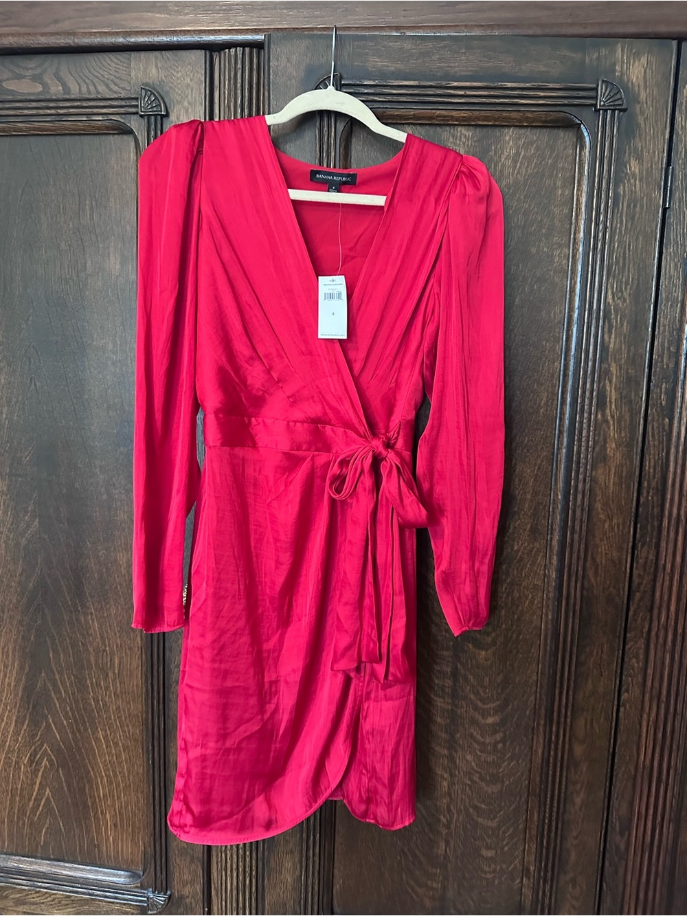 Banana Republic Bright Red Wrap Mini Dress with Tie